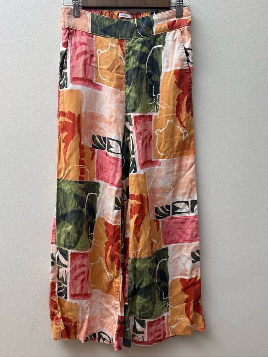 Nicole Miller Pants - Nicole Miller Tropical Print Wide-Leg Pants — Orange, Green, Cream